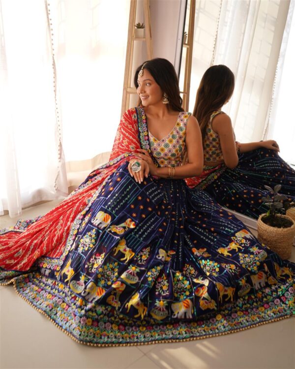 Faux Georgette Embroidered Lehengha Set with Thread, Sequin, and Digital Print Work - Image 2