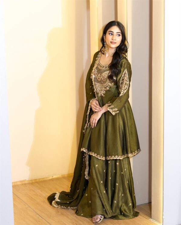 Buy Simar Silk Embroidered Sharara Set with Georgette Dupatta - Image 3
