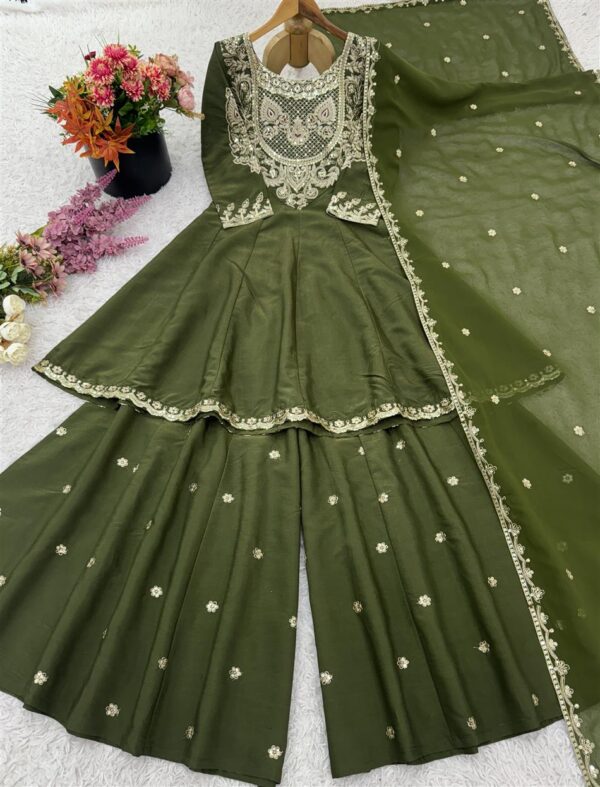 Buy Simar Silk Embroidered Sharara Set with Georgette Dupatta - Image 6