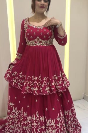 Designer Heavy Embroidered Faux Georgette Kediyu Lehenga Set