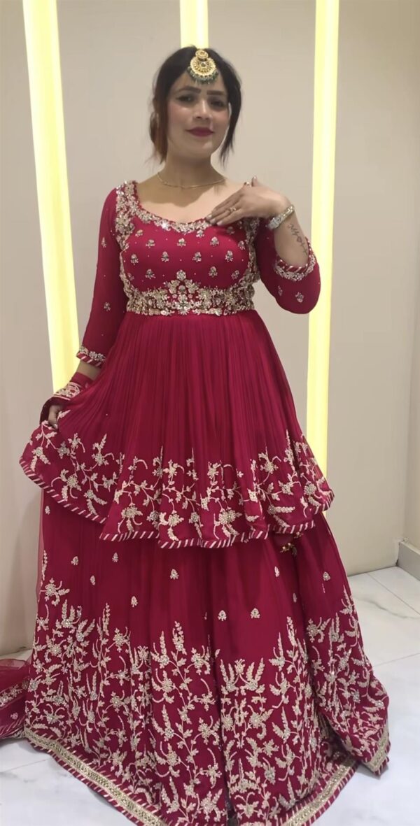 Designer Heavy Embroidered Faux Georgette Kediyu Lehenga Set