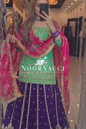 Shop Heavy Faux Georgette Sequin Embroidered Lehenga with Stitched Fancy Top & Dupatta