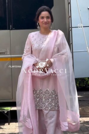 Buy Pure Natural Crepe Embroidered Top with Farshi and Twin Net Dupatta