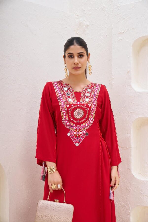 Reyon Embroidered Co-ord Set with Palazzo and Tassel Detailing - Image 2