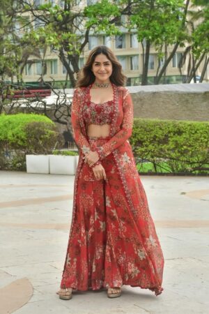 Bollywood Style Indo-Western Embroidered Koti Plazo & Blouse Set
