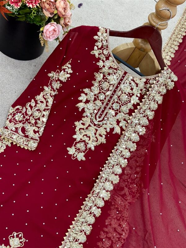 Designer Georgette Suit Set with Coding Embroidery & Moti Work - Image 4