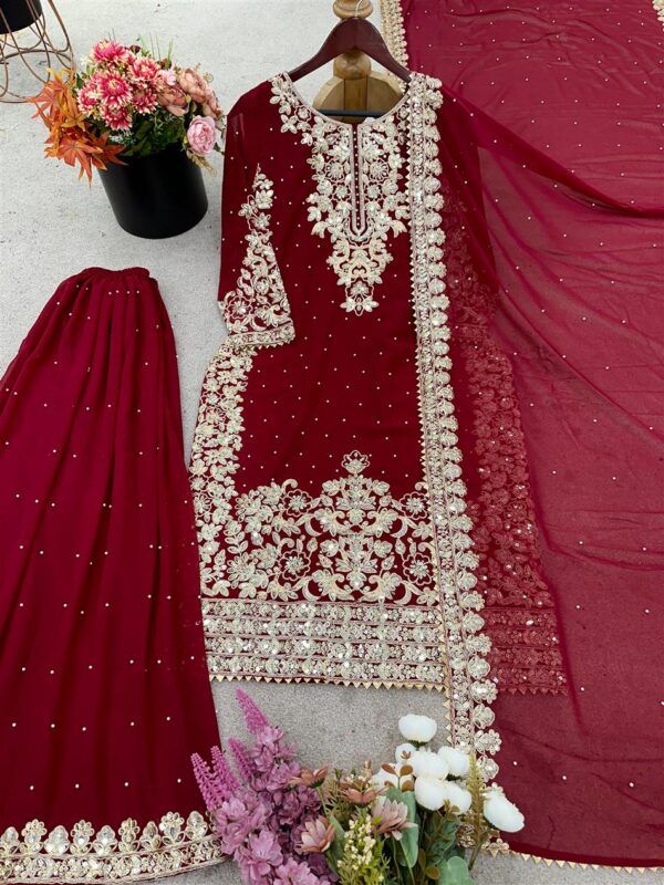 Designer Georgette Suit Set with Coding Embroidery & Moti Work - Image 5