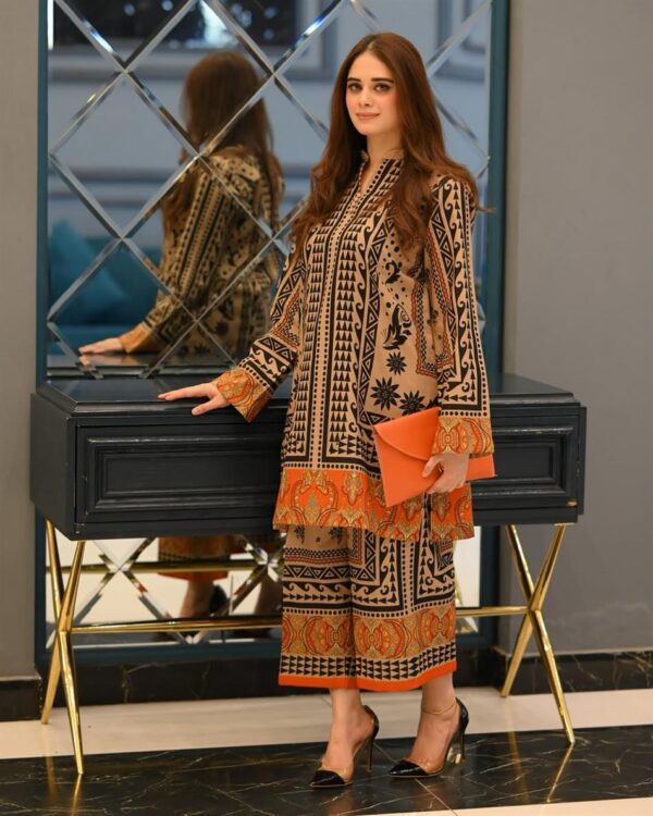 Designer Digital Print Pure Natural Crepe Co-ords Set - Image 2