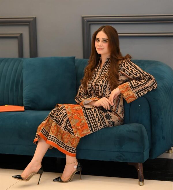 Designer Digital Print Pure Natural Crepe Co-ords Set - Image 3
