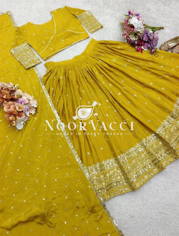 Shop Pure Chinon Silk Embroidered Lehenga Choli with Dupatta Set - Image 2