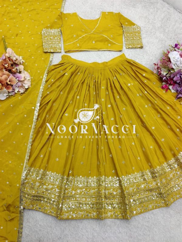Shop Pure Chinon Silk Embroidered Lehenga Choli with Dupatta Set - Image 5