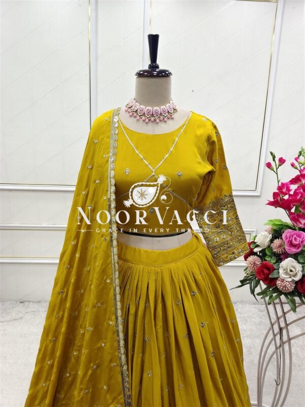 Shop Pure Chinon Silk Embroidered Lehenga Choli with Dupatta Set - Image 4