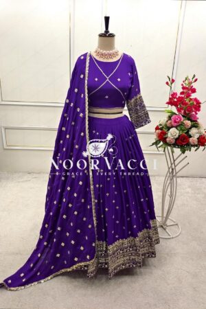 Buy Pure Chinon Silk Embroidered Lehenga Choli with Dupatta Set
