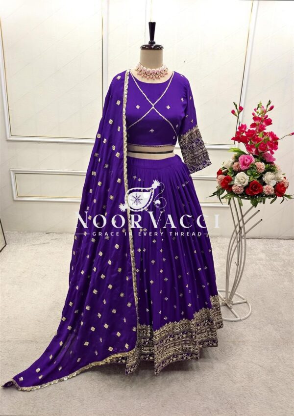Buy Pure Chinon Silk Embroidered Lehenga Choli with Dupatta Set