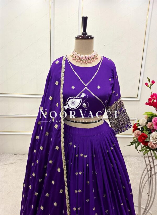 Buy Pure Chinon Silk Embroidered Lehenga Choli with Dupatta Set - Image 2