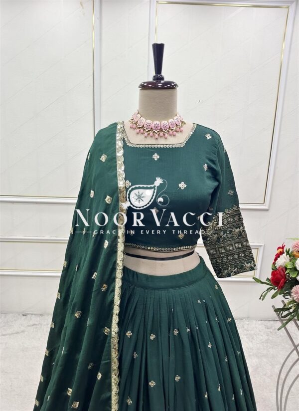 Buy Pure Chinon Silk Embroidered Lehenga Choli with Dupatta Set - Image 4