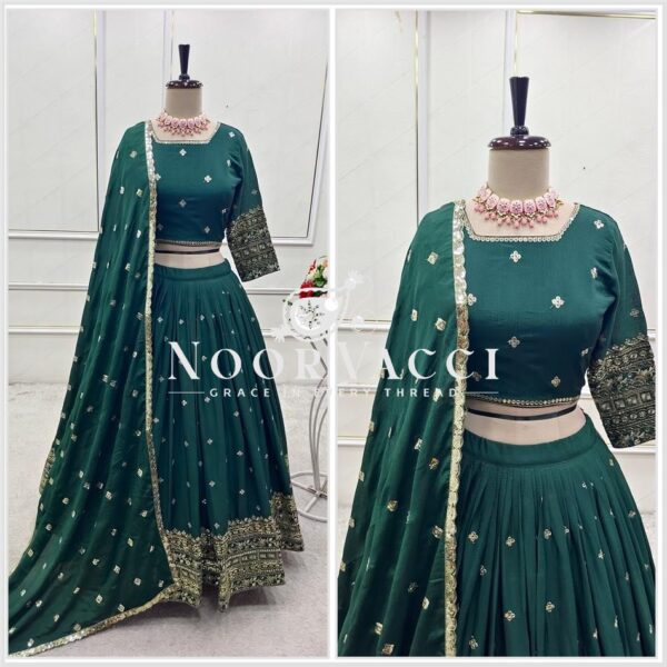 Buy Pure Chinon Silk Embroidered Lehenga Choli with Dupatta Set - Image 2