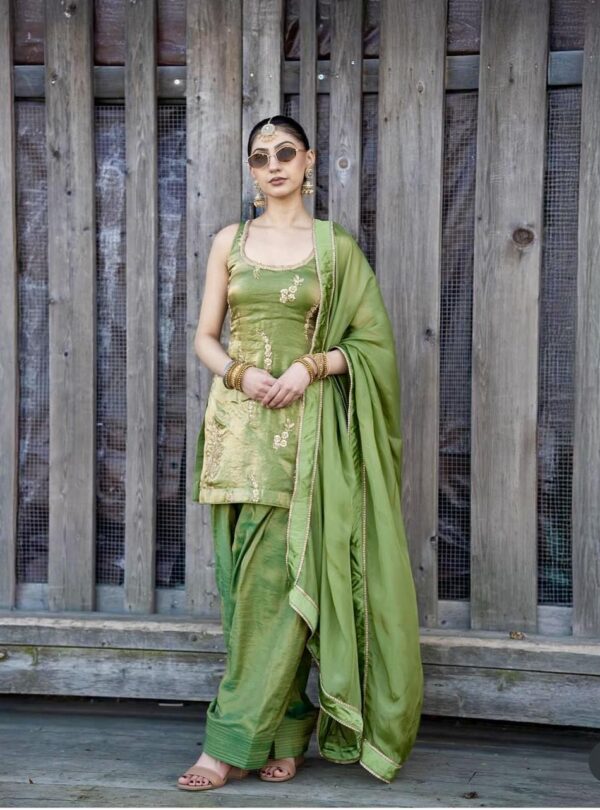 Fendy Silk Embroidered Farshi Suit with Dupatta