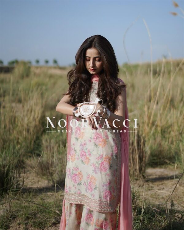 Shop Sifon Georgette Digital Print Farshi Palazzo Set with Embroidery - Image 3