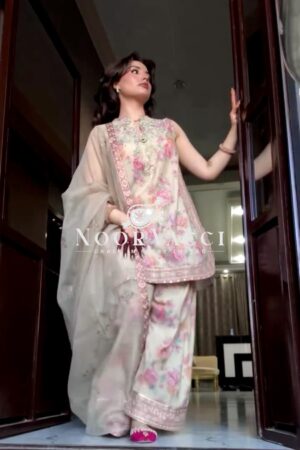 Shop Sifon Georgette Digital Print Farshi Palazzo Set with Embroidery