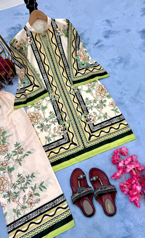 Designer Digital Print Pure Natural Crepe Co-ords Set - Image 4