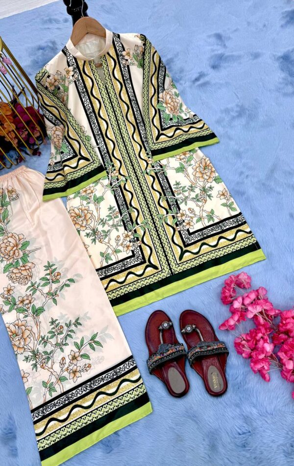 Designer Digital Print Pure Natural Crepe Co-ords Set - Image 5