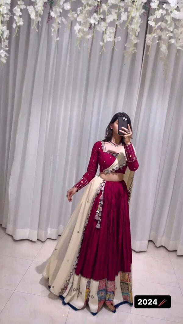 Heavy Boutique Style Reyon Lehenga Set with Mirror Work - Image 2