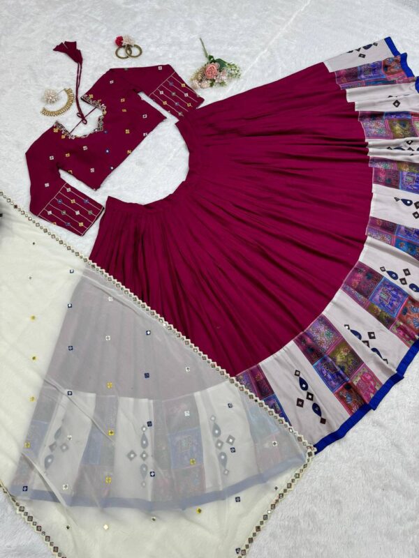 Heavy Boutique Style Reyon Lehenga Set with Mirror Work - Image 5