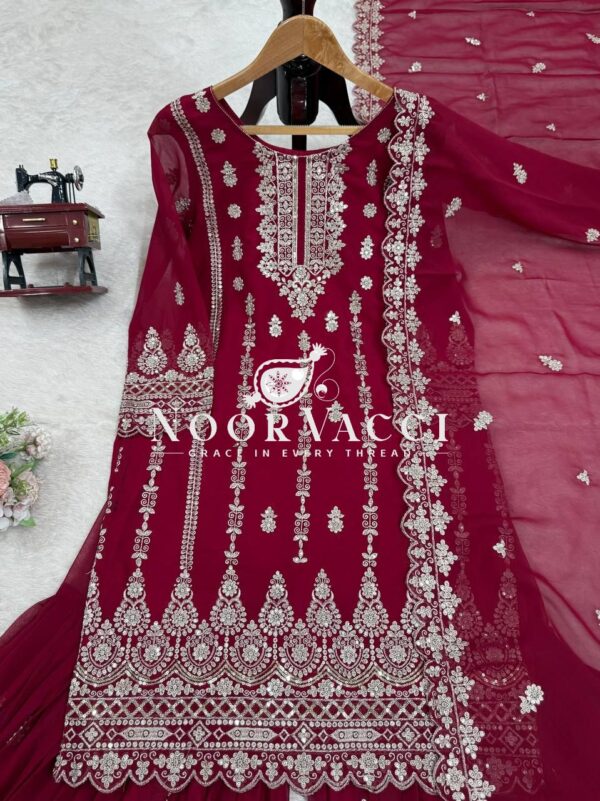 Shop Faux Georgette Embroidered Sharara Set with Dupatta - Image 4
