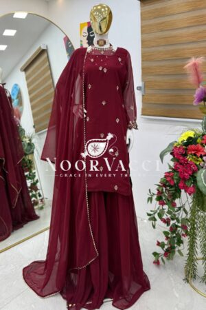 Buy Fox Georgette Embroidered Palazzo Set with Dupatta