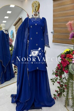 Shop Fox Georgette Embroidered Palazzo Set with Dupatta
