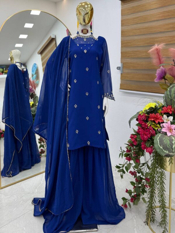 Shop Fox Georgette Embroidered Palazzo Set with Dupatta