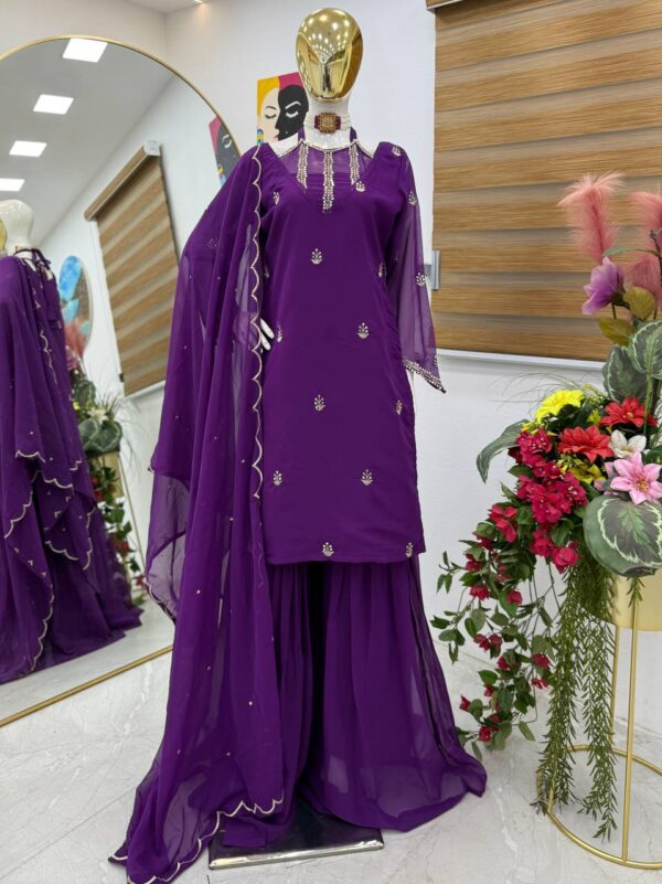 Buy Fox Georgette Embroidered Palazzo Set with Dupatta