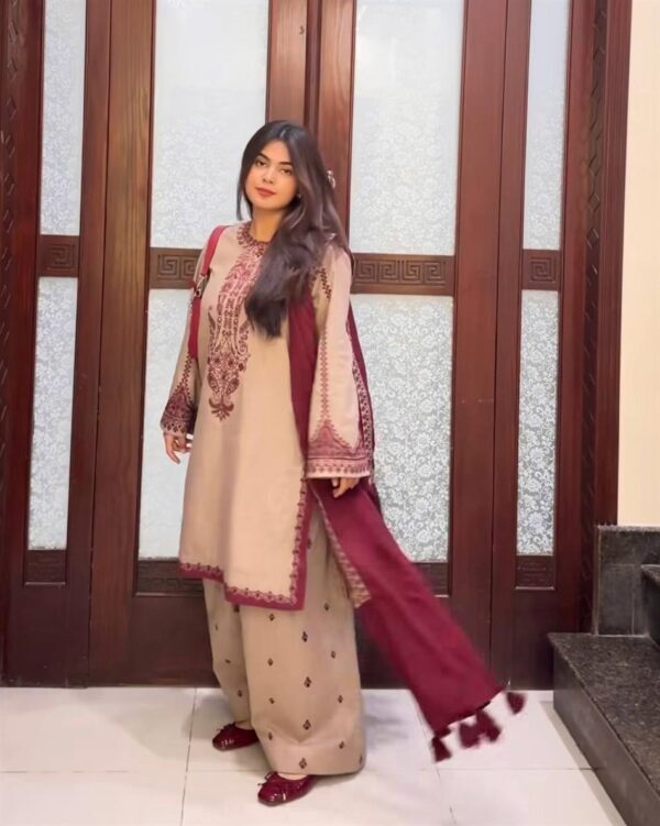 Buy Faux Georgette Embroidered Farshi Pant Set with Dupatta