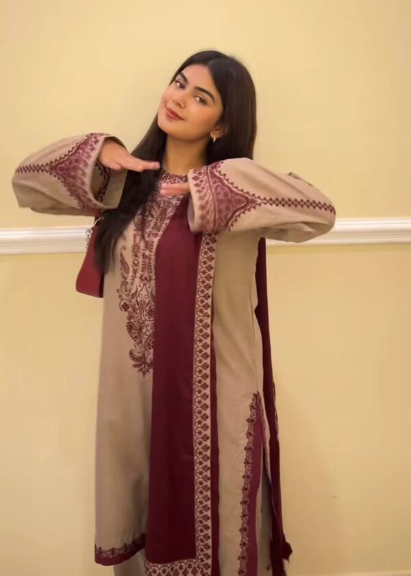 Buy Faux Georgette Embroidered Farshi Pant Set with Dupatta - Image 8