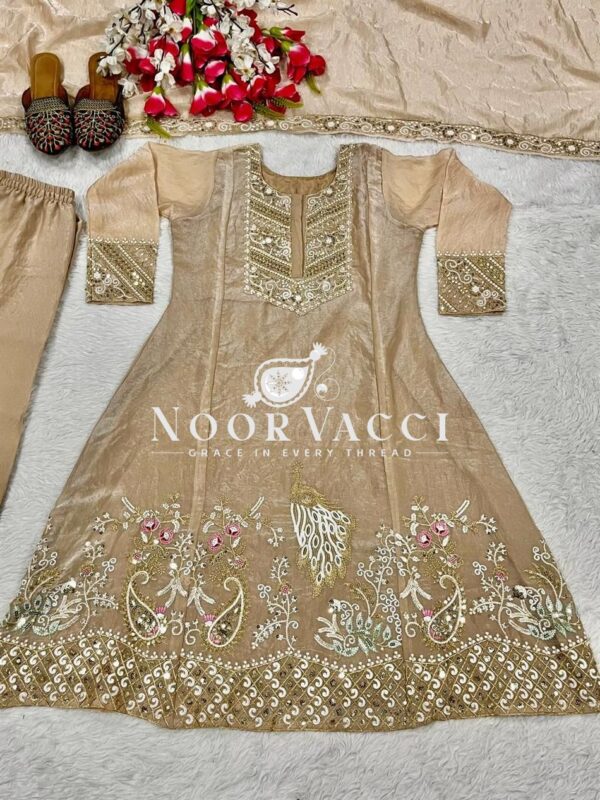 Shop Fandy Silk Heavy Embroidered Suit Set with Dupatta - Image 6