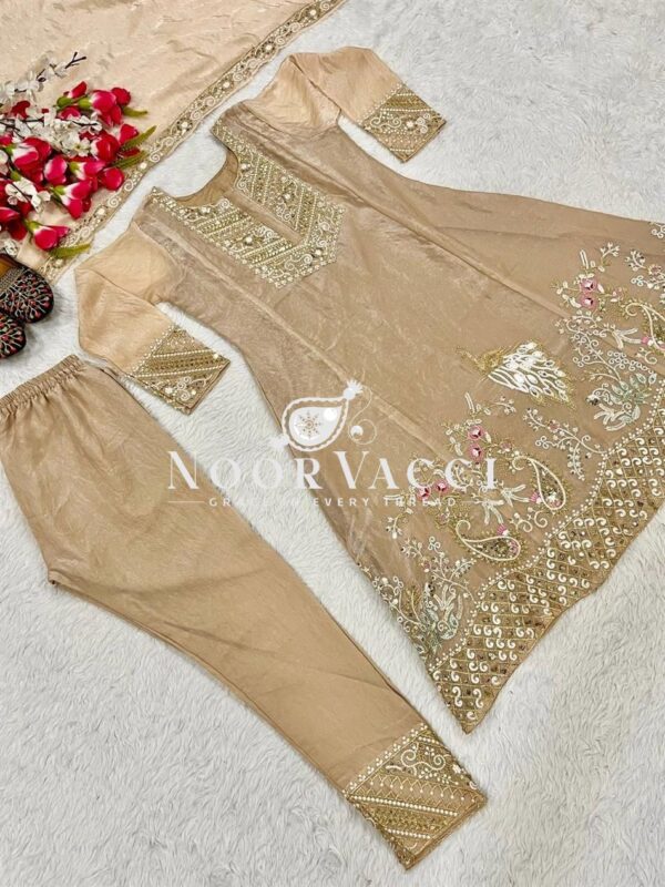 Shop Fandy Silk Heavy Embroidered Suit Set with Dupatta - Image 8