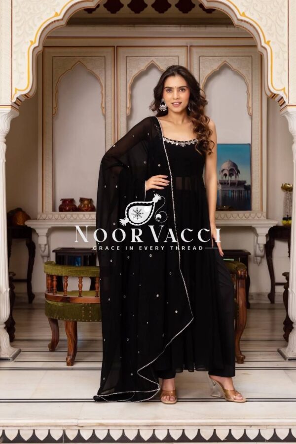 Shop Faux Georgette Mirror Handwork Plazo Set with Dupatta - Image 2