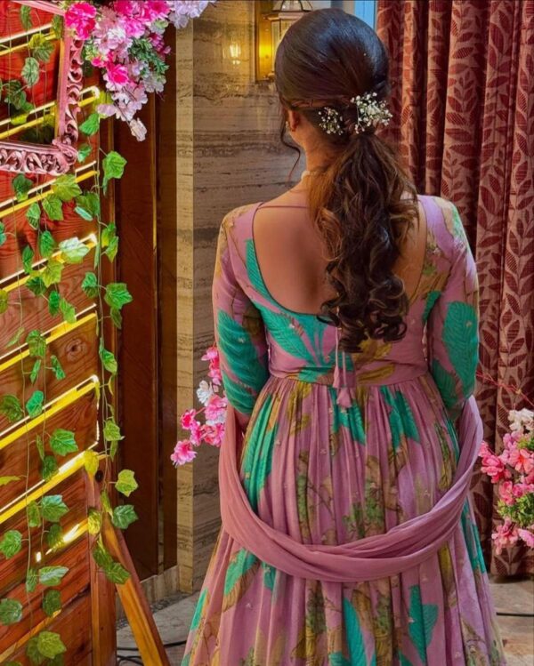 Shop Fox Georgette Embroidered Party Gown with Dupatta - Image 6