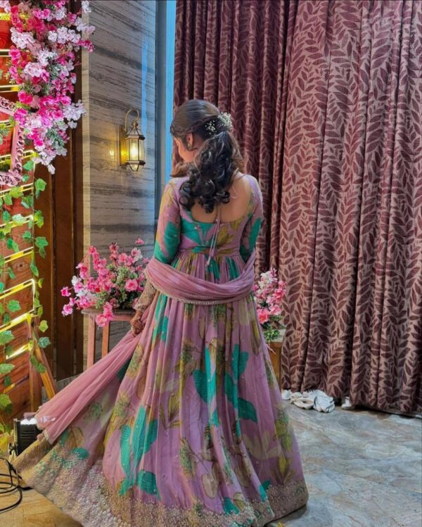 Shop Fox Georgette Embroidered Party Gown with Dupatta - Image 3