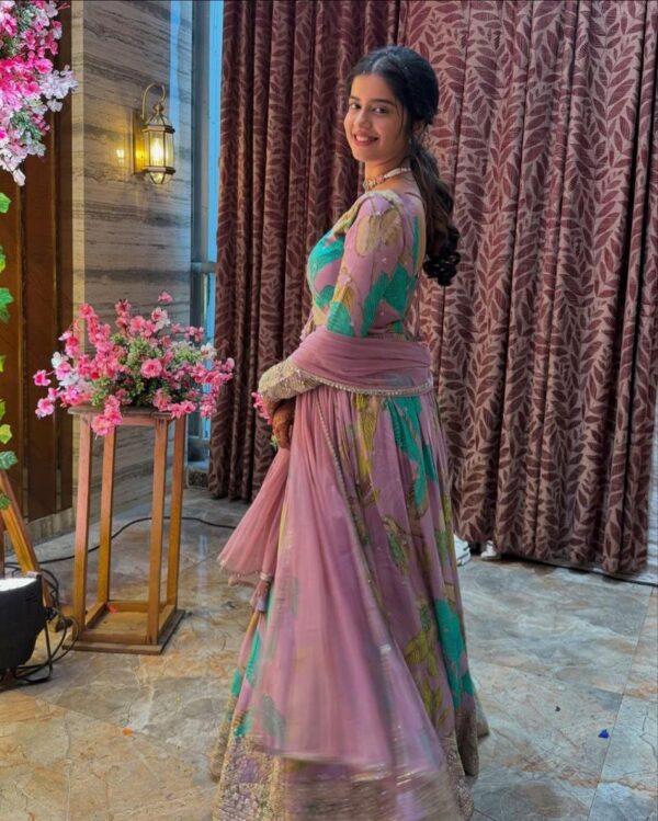 Shop Fox Georgette Embroidered Party Gown with Dupatta - Image 4