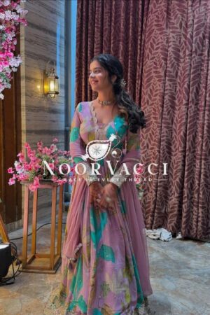 Shop Fox Georgette Embroidered Party Gown with Dupatta
