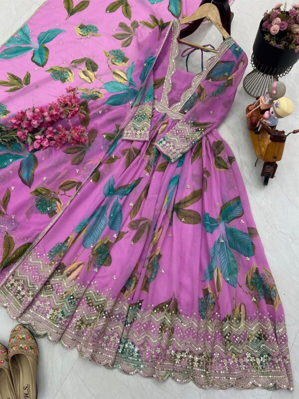 Shop Fox Georgette Embroidered Party Gown with Dupatta - Image 8