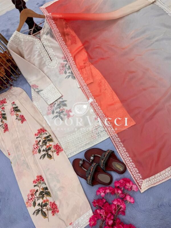 Shop Party Wear Sifon Georgette Top with Farshi Palazzo and Dupatta - Image 10