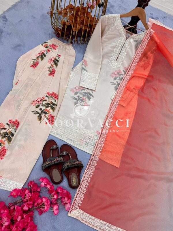 Shop Party Wear Sifon Georgette Top with Farshi Palazzo and Dupatta - Image 11