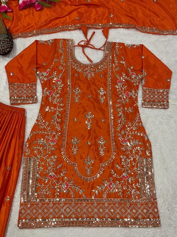 Shop Natural Crepe Embroidered Sharara Plazo Set with Dupatta - Image 5