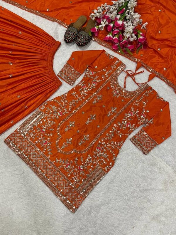 Shop Natural Crepe Embroidered Sharara Plazo Set with Dupatta - Image 7