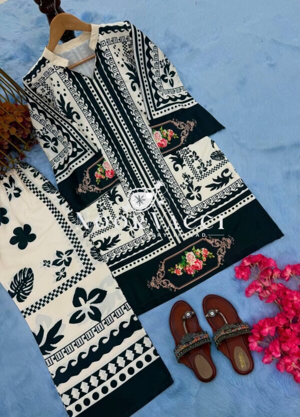 Buy Designer Pure Natural Crepe Digital Print Co-ords Set - Image 4
