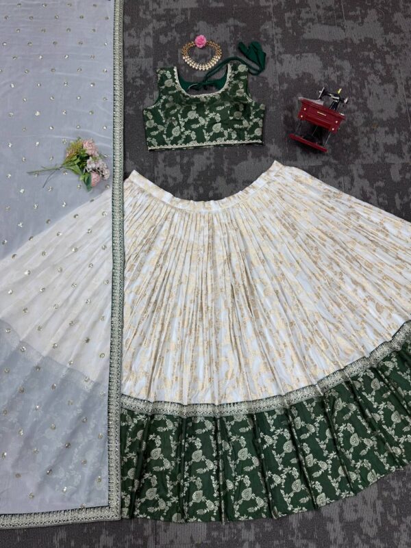Buy Jacquard Embroidered Lehenga Set with Fancy Georgette Dupatta - Image 3