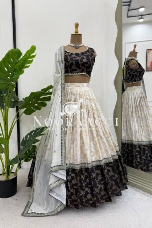Buy Jacquard Embroidered Lehenga Set with Fancy Georgette Dupatta